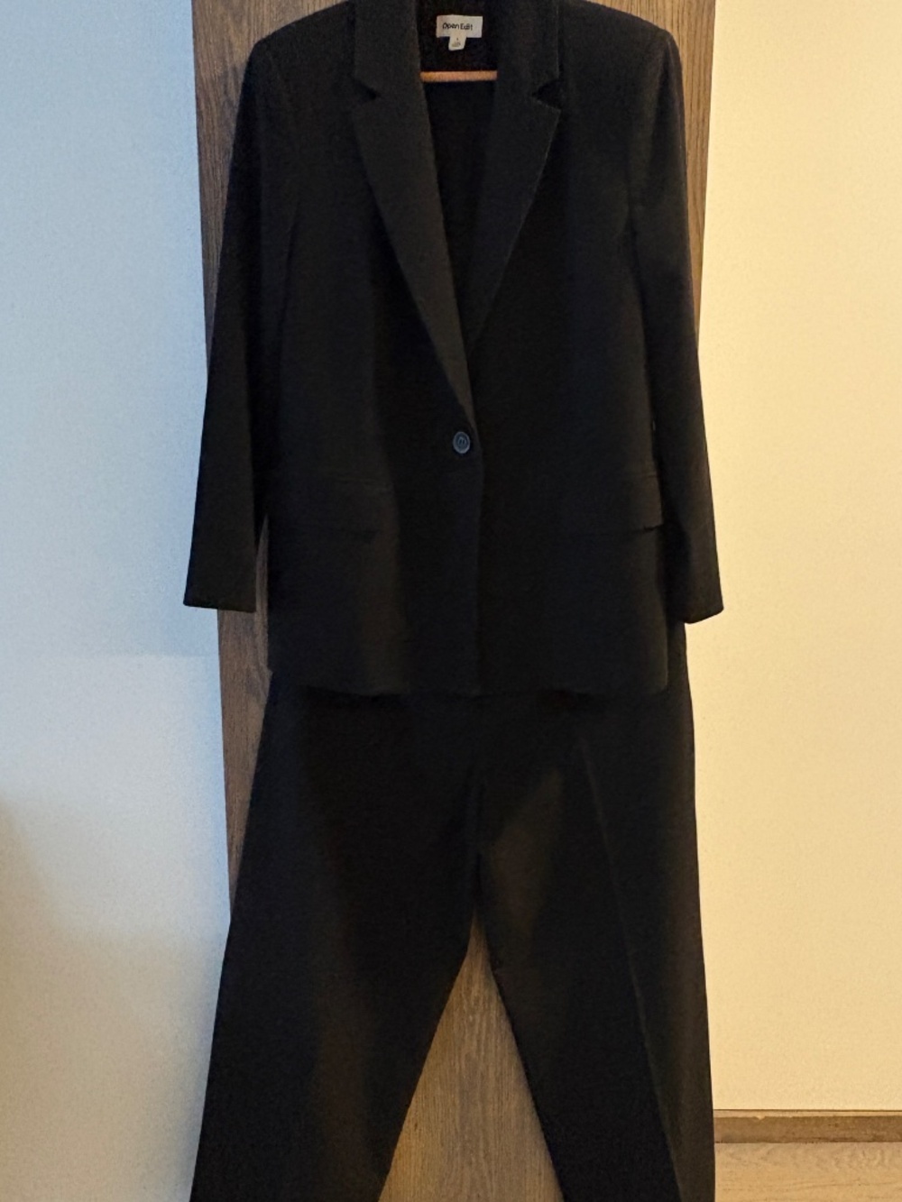Open Edit Relaxed Fit Blazer & Wide Leg Trouser Suit Black Size S Worn Twice